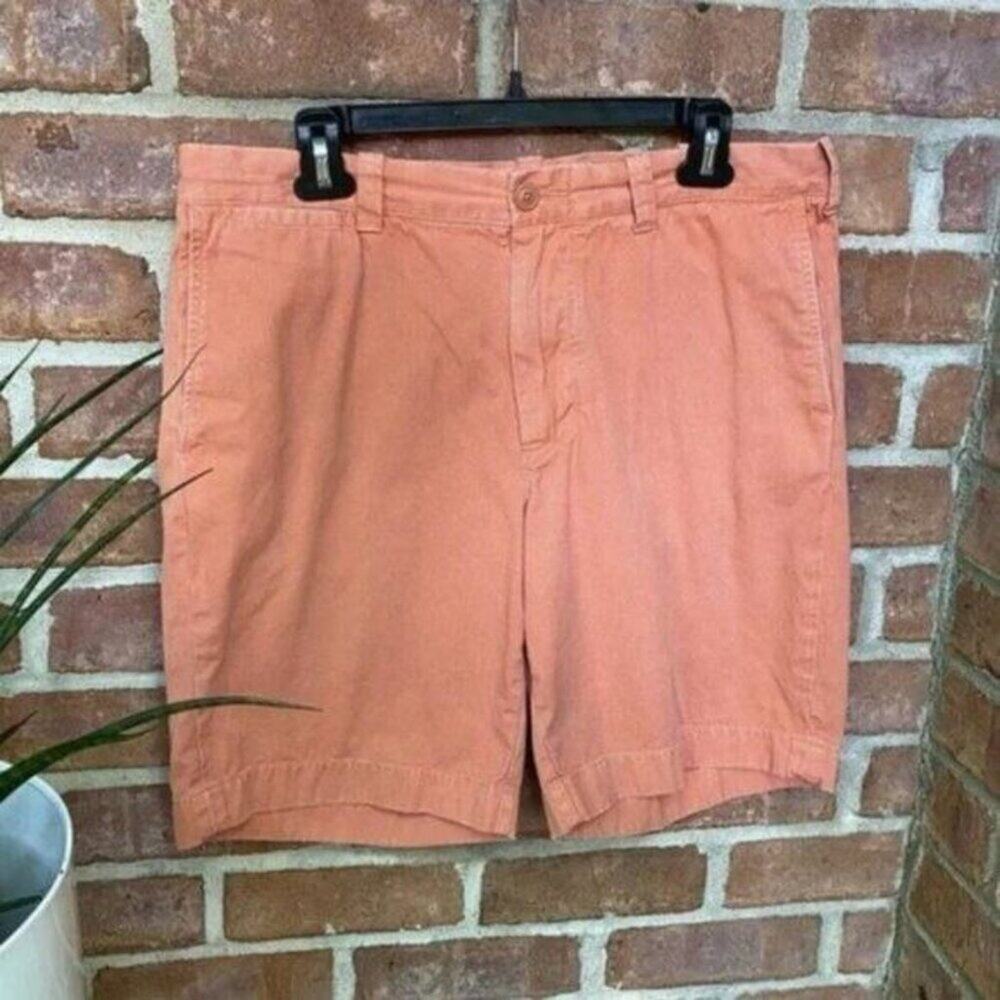 J. Crew Flat Front Shorts Cotton Orange Men's Size 33 Waist 9" Inseam Casual - Picture 3 of 4